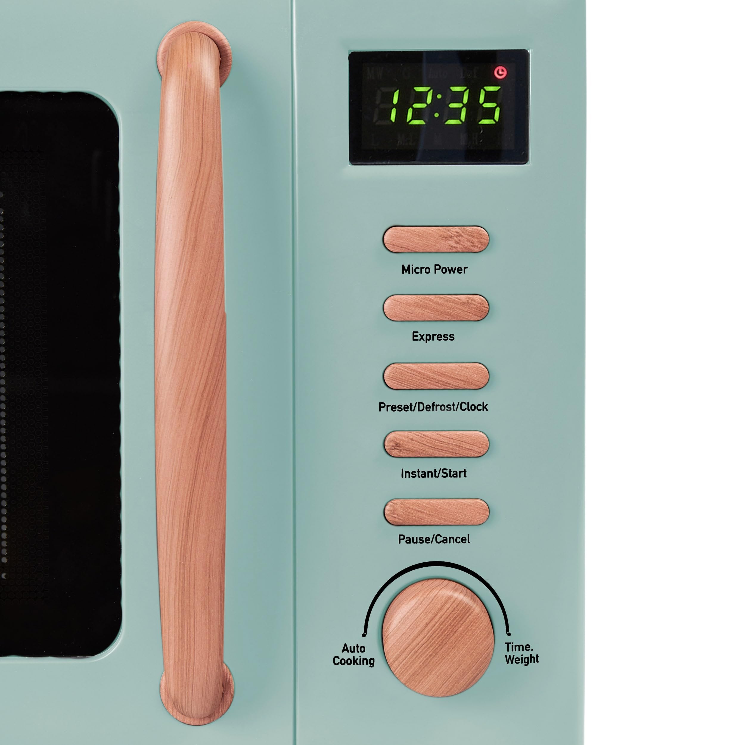 Haden Dorchester 20L Digital Microwave – 800W Green & Wood Effect