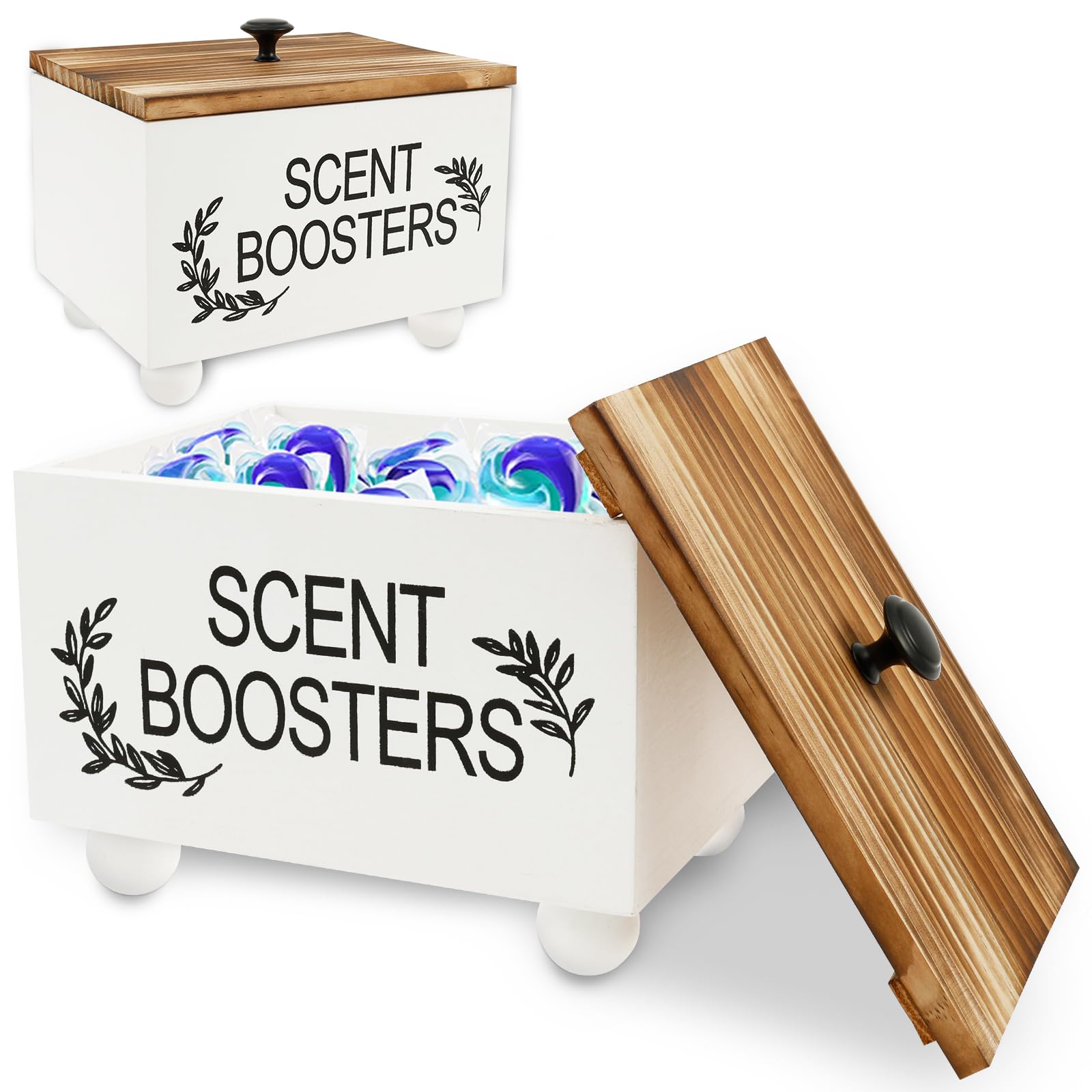 Rustic Wood Laundry Scent Booster & Dryer Sheet Holder – 2Pcs
