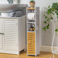 H HUIYKALY Slim Toilet Paper Holder Stand | Narrow Bathroom Storage Cabinet