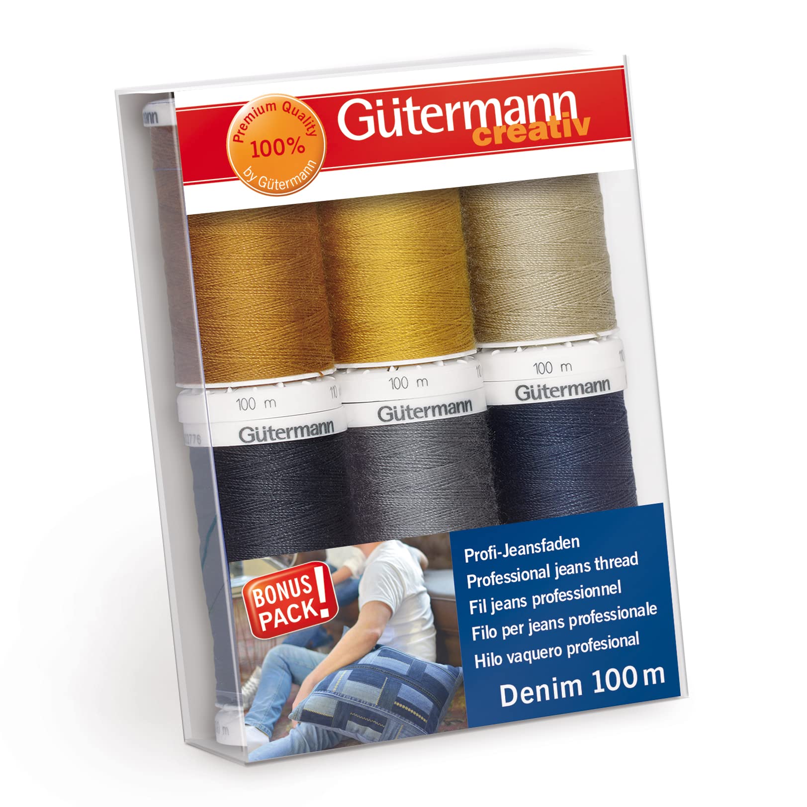 Gütermann Denim Sewing Thread Set | 6 Spools Professional Jeans Thread