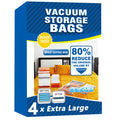 Vacuum Storage Bags - 4 Pack Extra Large 100X130cm Space Saver Sealer Compression Bags, Reusable Vacuum Bags for Storage Clothes, Duvets, Bedding