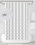 YOUNG DA Grey & White Pentagram Fabric Shower Curtain – 72x72 Inch