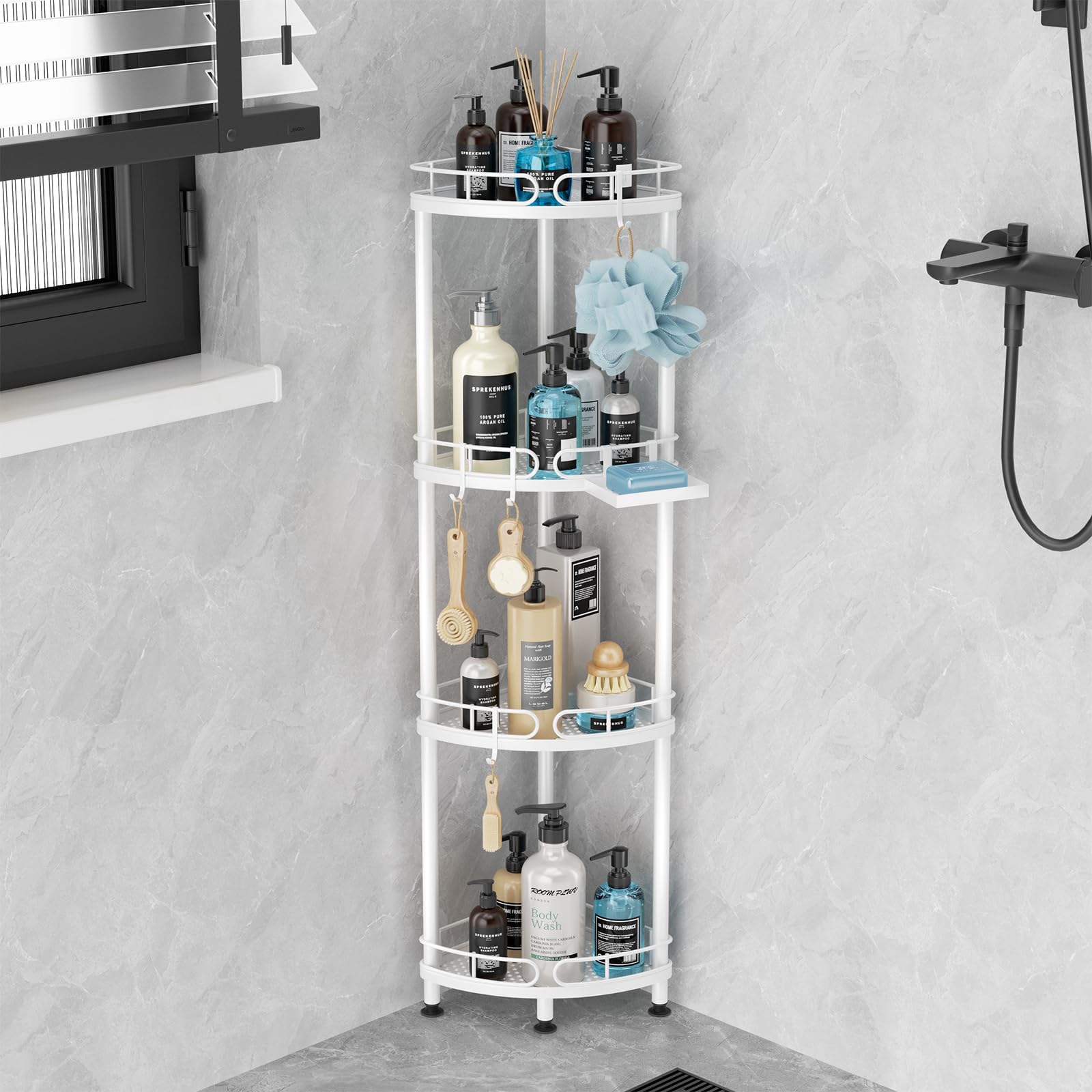 SWTYMIKI Corner Shower Caddy – 4 Tier Stainless Steel Standing Organizer
