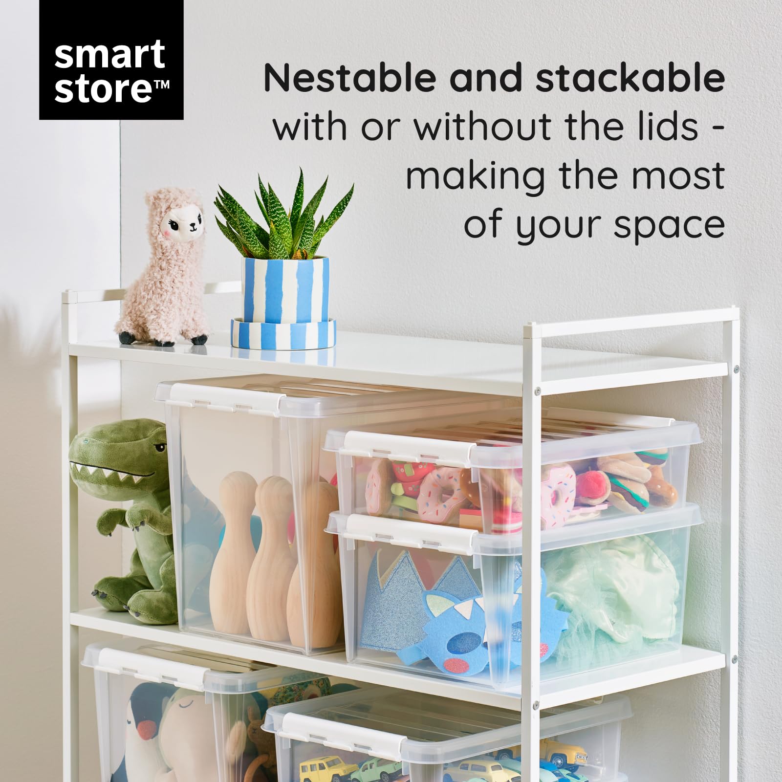 SmartStore 14L Plastic Storage Boxes with Lids | Set of 10 | Transparent