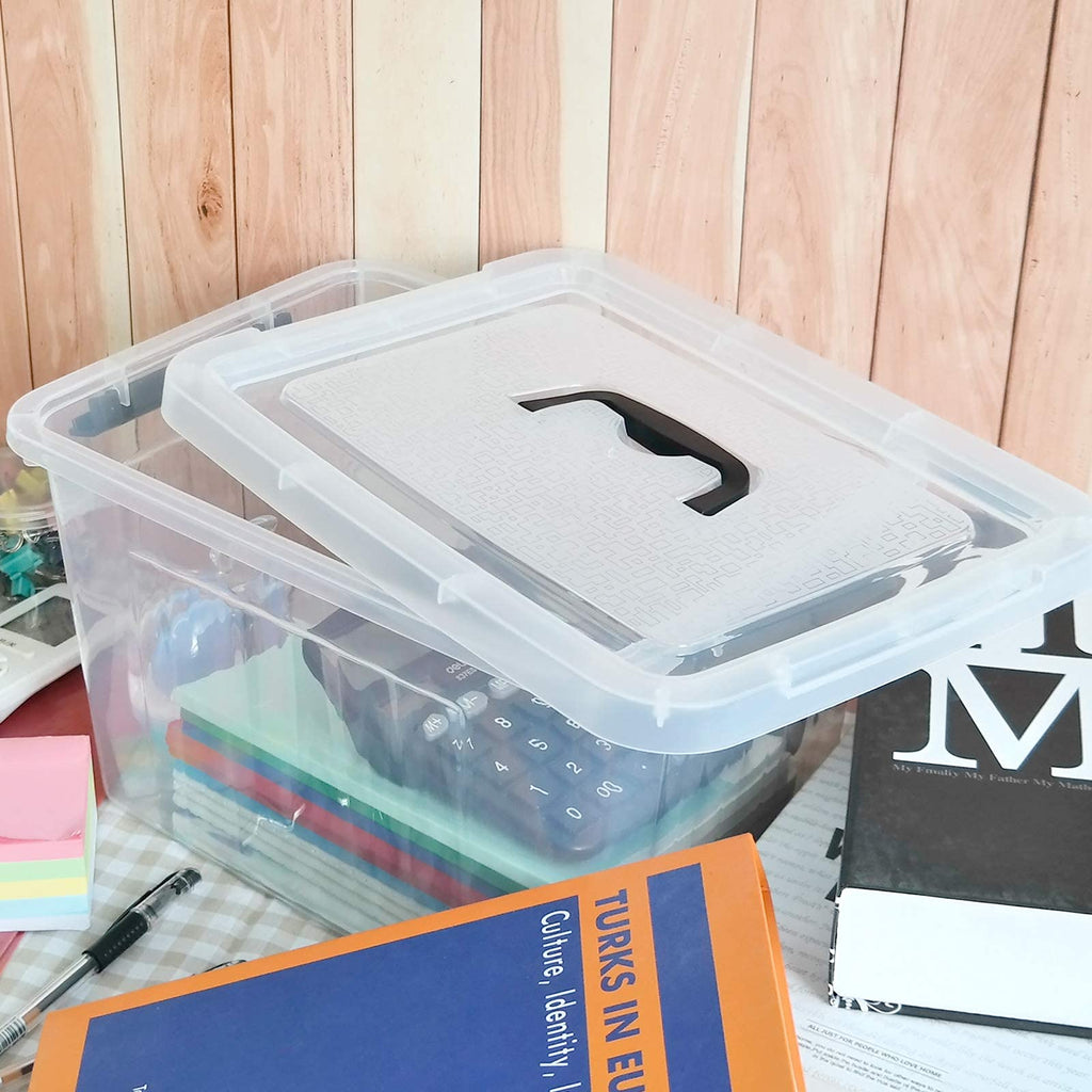 Nesmilers 6-Pack 12L Plastic Storage Bins | Clear Stackable Containers