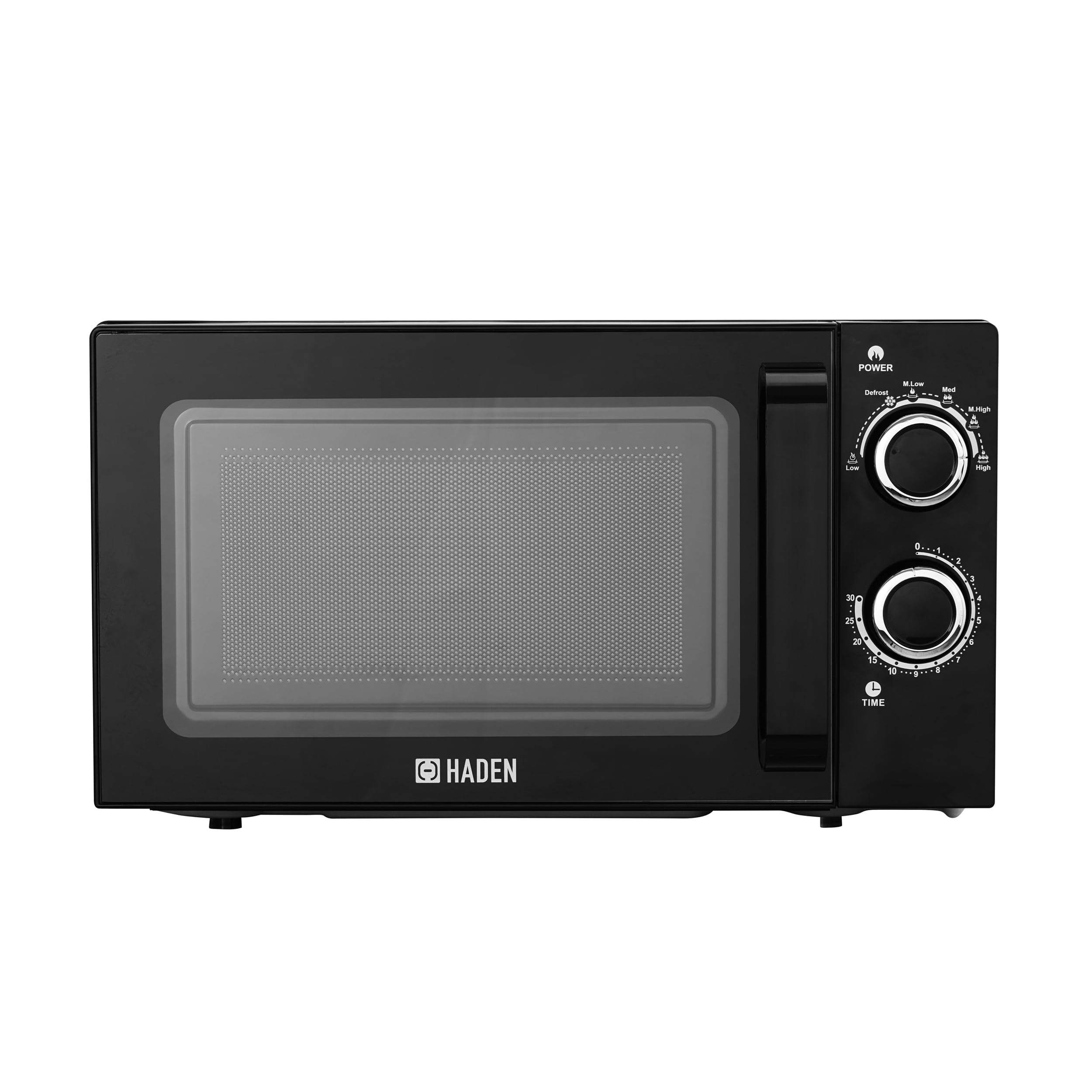 Haden 800W Compact Microwave Oven | 20L Black Manual Countertop Oven
