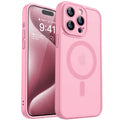CANSHN iPhone 15 Pro Case – Magnetic MagSafe Matte Shockproof Pink