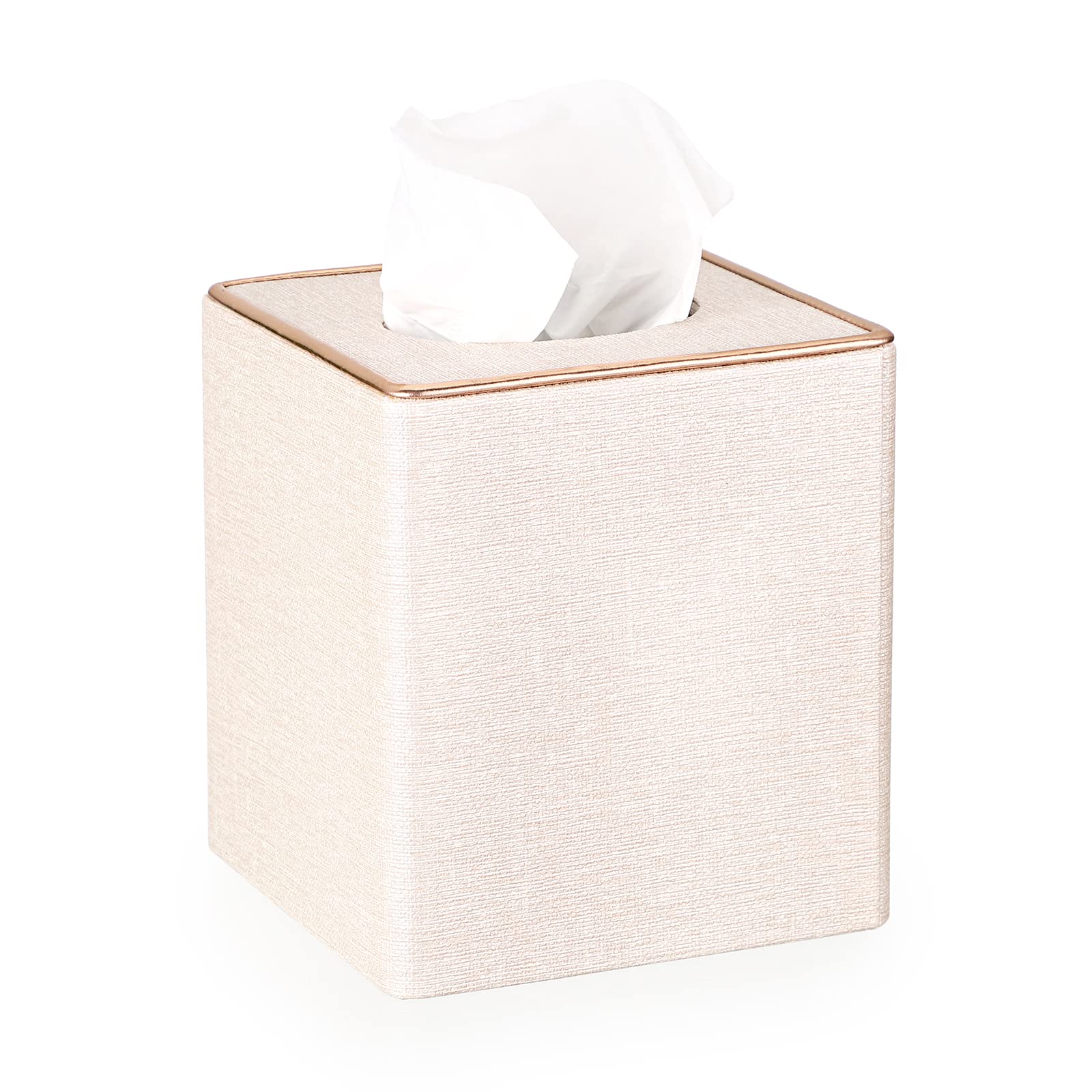 BTSKY Square Linen Tissue Box Cover – Decorative Cube Paper Holder