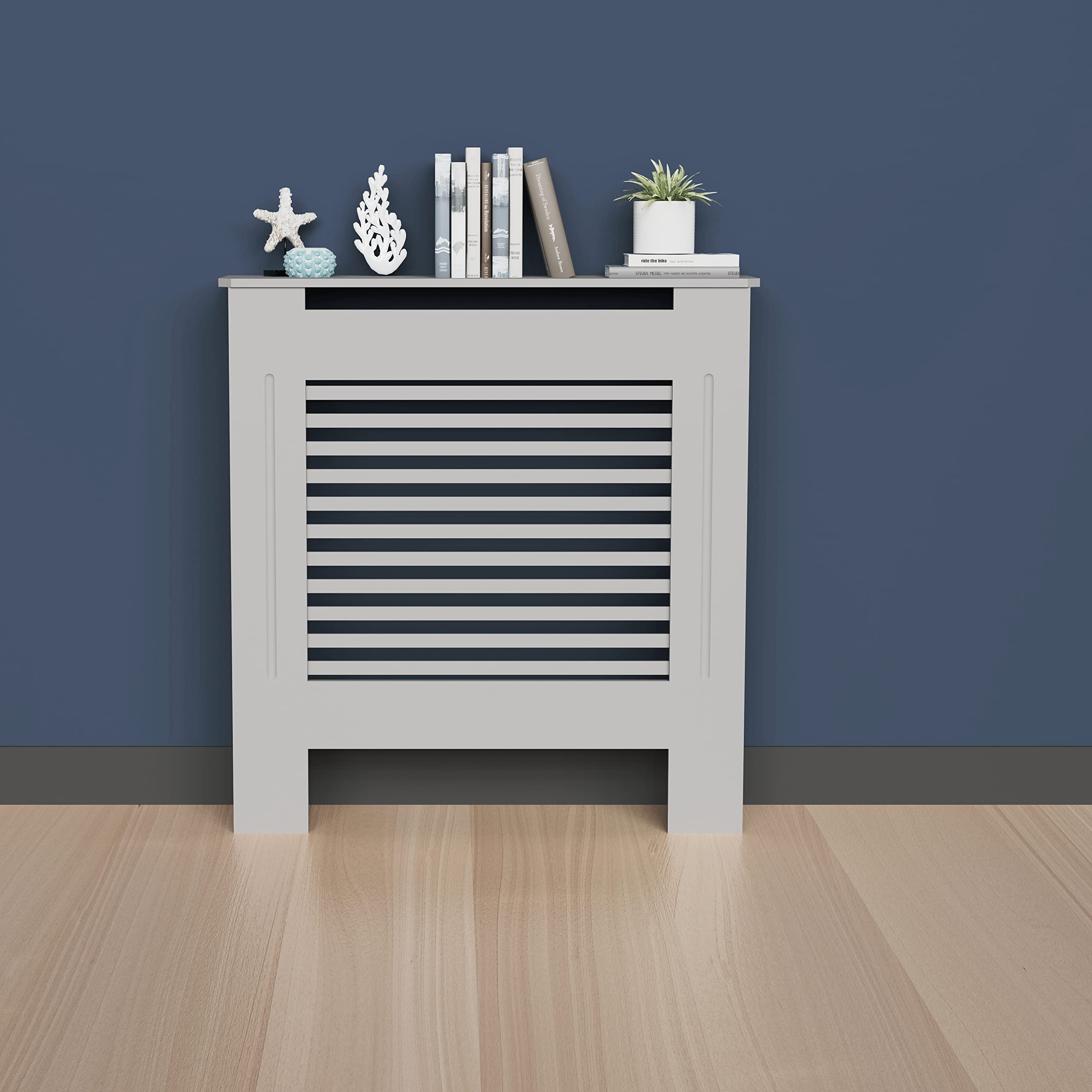 FATIVO Grey Radiator Cover – 92cm Tall MDF Wood Cabinet Heater Shelf