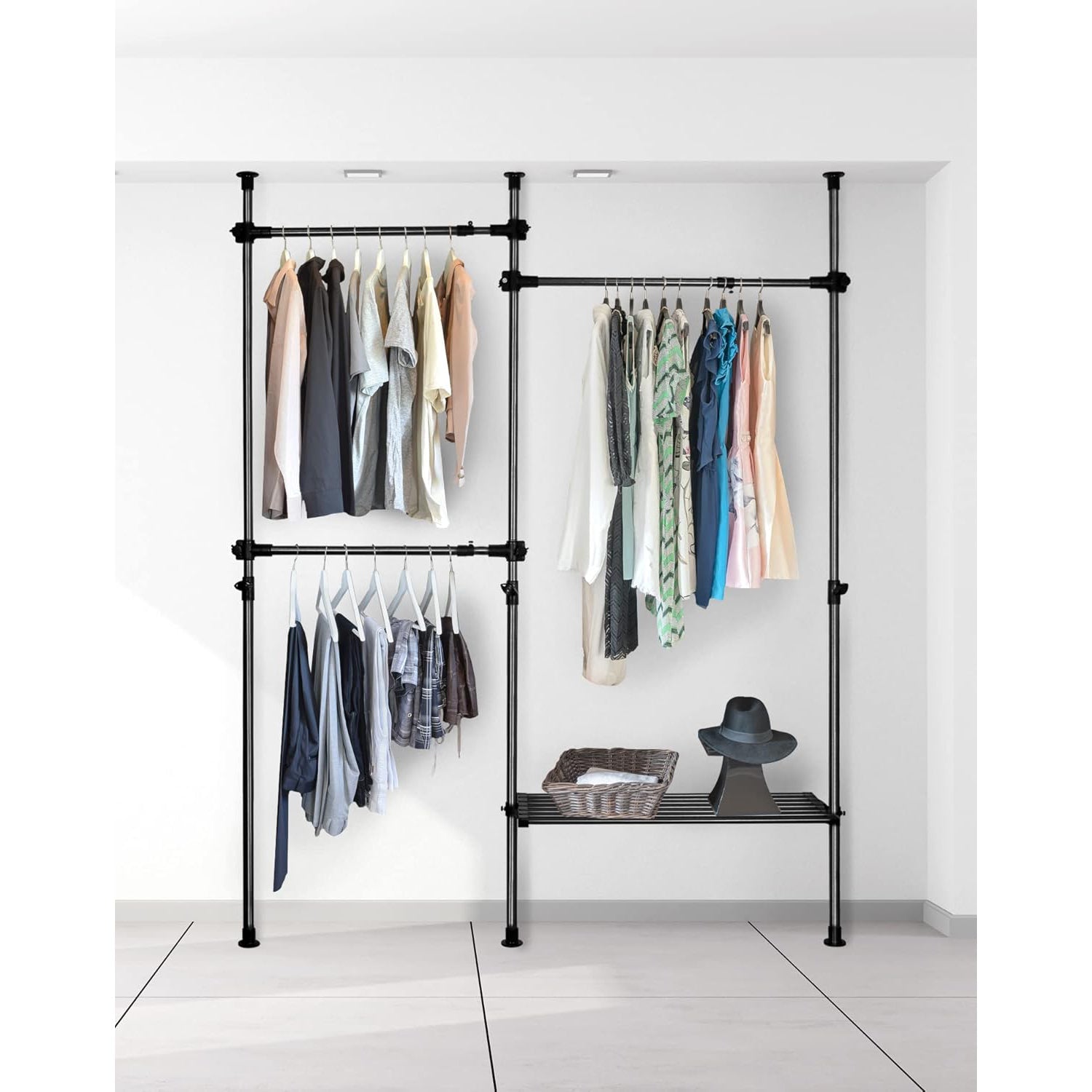 QWORK Heavy Duty Adjustable Metal Plant Stand | Iron Display Rack