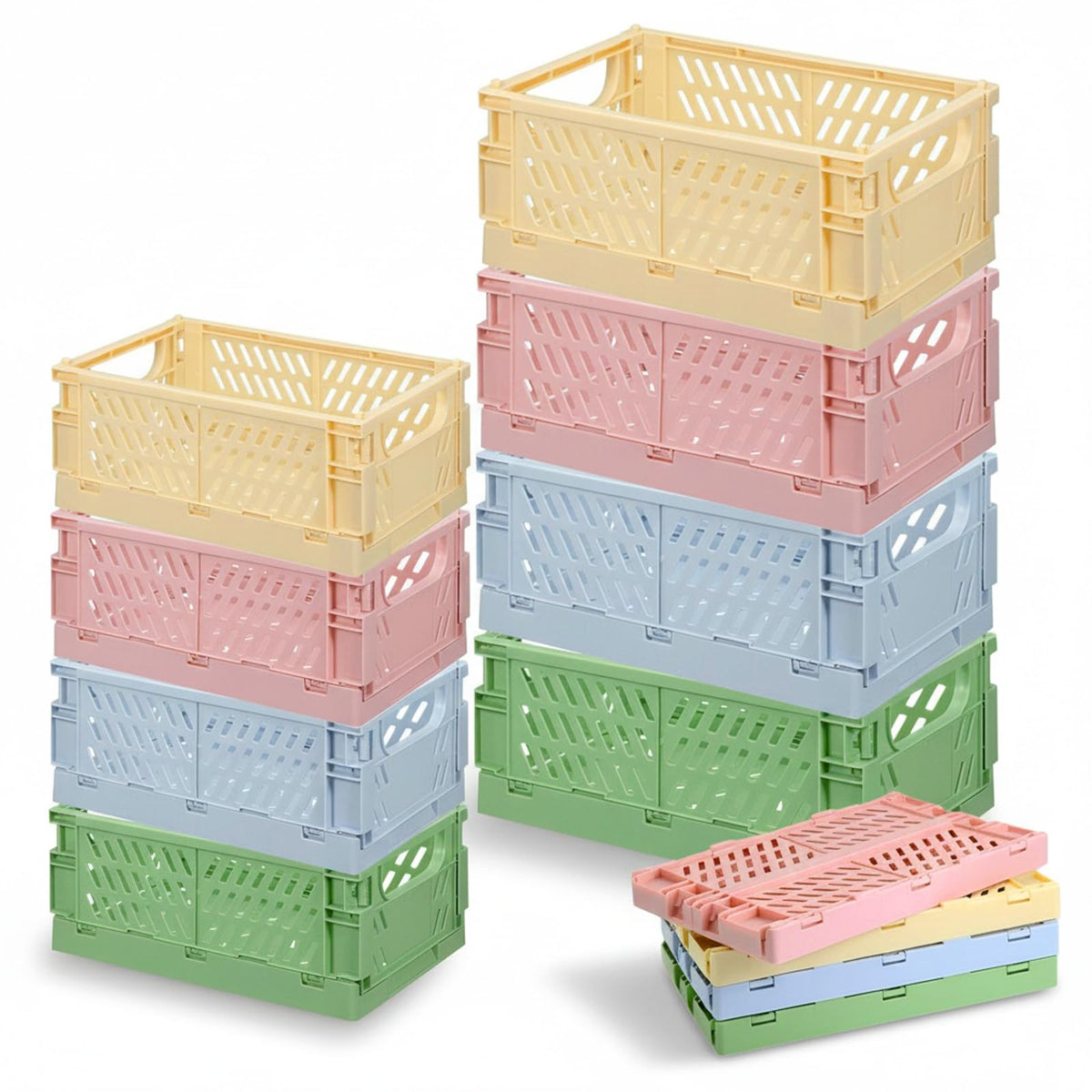 Wonninek 8Pcs Collapsible Storage Crates, 2 Sizes Storage Baskets - image 1