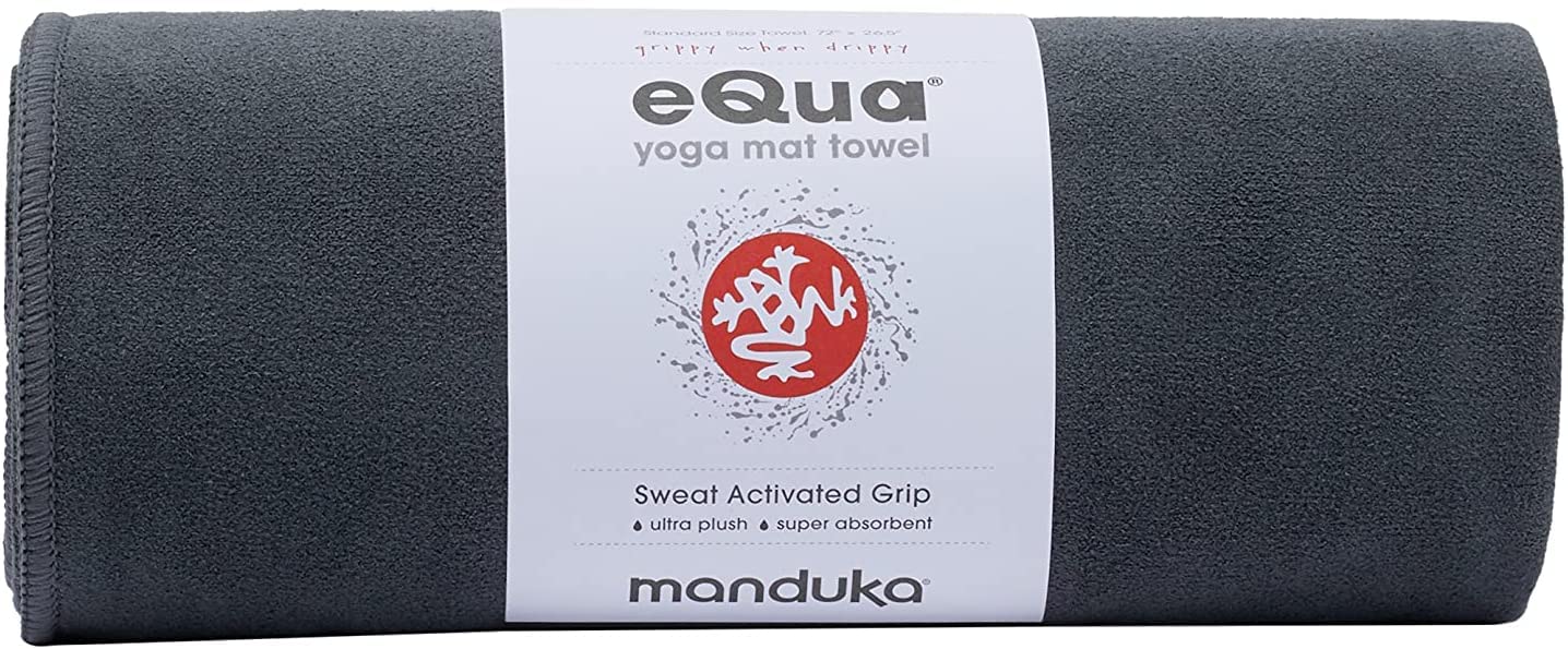 Manduka Equa Yoga Towel Mat – Microfiber Non-Slip Mat in Thunder