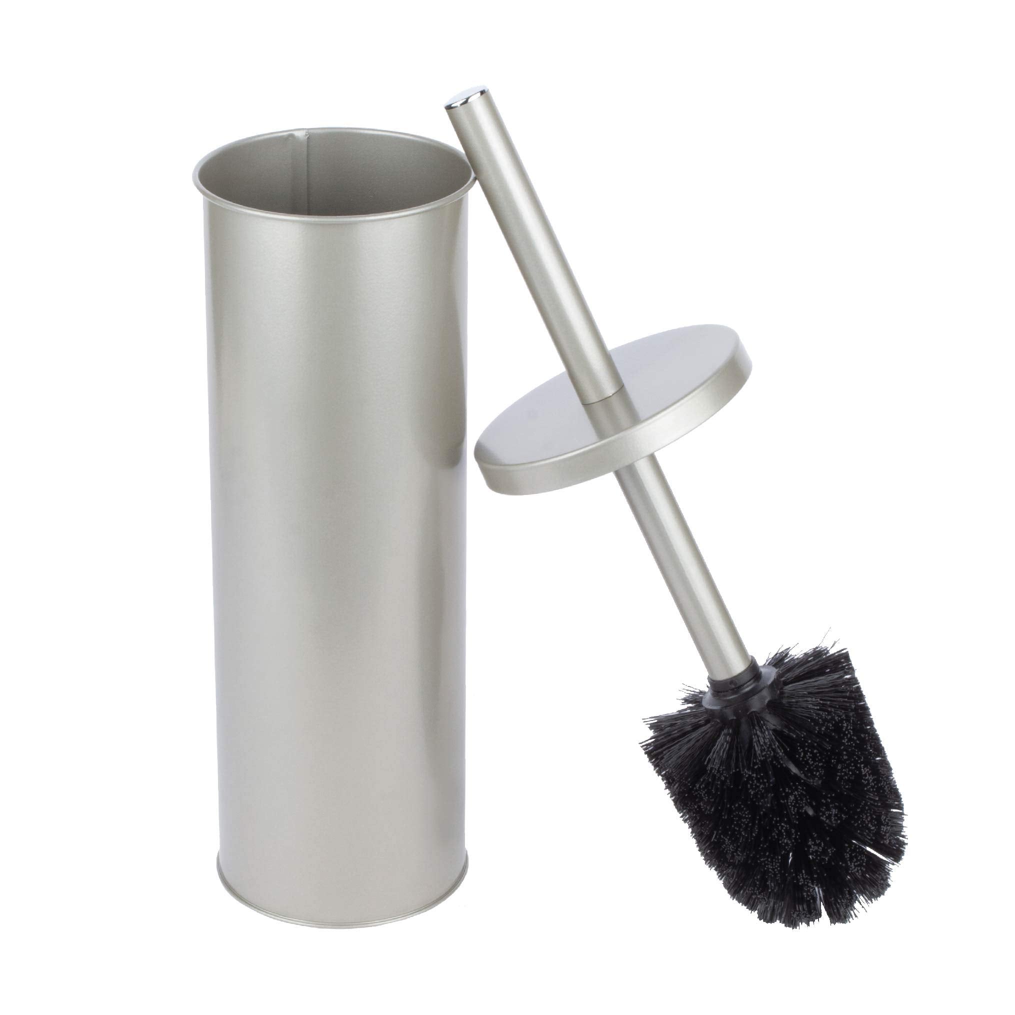 JS Jackson Supplies Toilet Brush and Holder | Brushed Nickel Metal