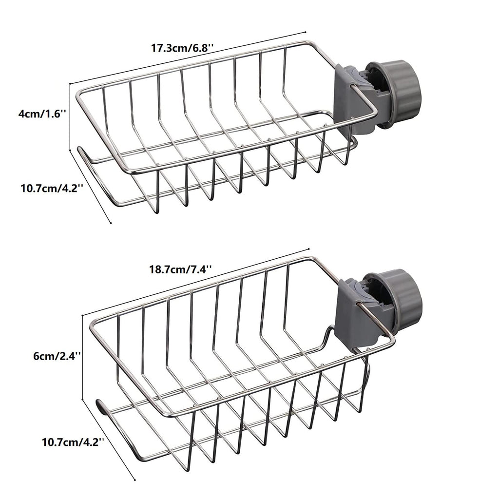 Beilala Bathroom Shower Caddy No Drill, 2 Pack Shampoo Soap Holders Stainless Steel Fauce Rack Kitchen Sink Organiser Bathroom Tidy Accessories Rust - image 2