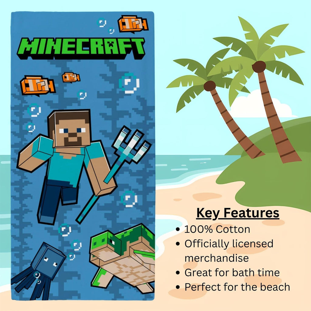 Minecraft Trident Printed Beach Towel Kids Game Towel - image 4