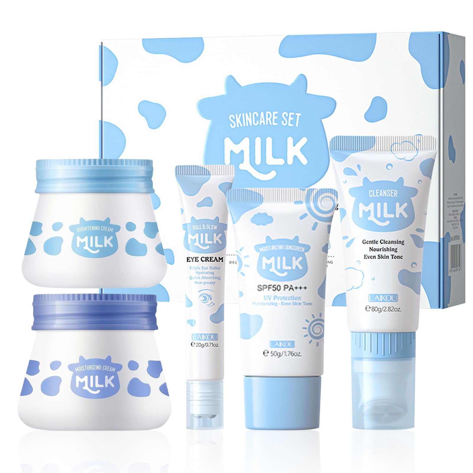 FEXPDL Milk Protein Skincare Set | 5-Piece Hydrating Facial Kit for Teens