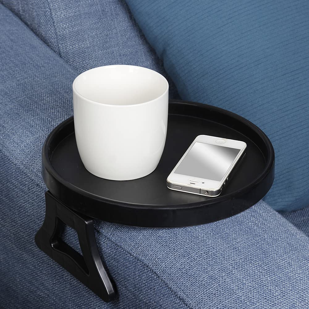 Sofa Arm Table Clip-On Tray for Drinks, Remote & Phone Holder - image 2