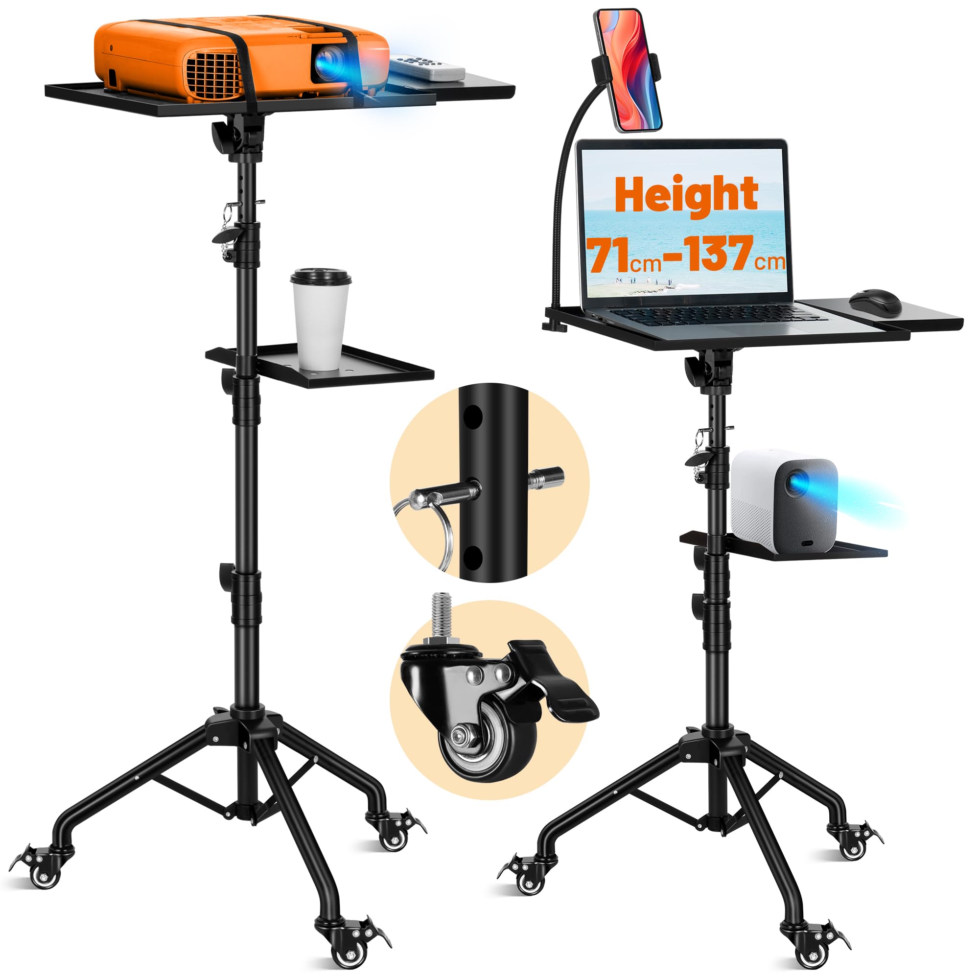 CAHAYA Projector Stand Tripod – Adjustable Laptop Floor Stand with Tray