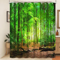 Xiaoterna Spring Shower Curtain Nature Landscape 3D Scenery Bathroom Curtain Deciduous Forest Bathroom Curtain Tropical Rainforest Shower Curtain - image 1