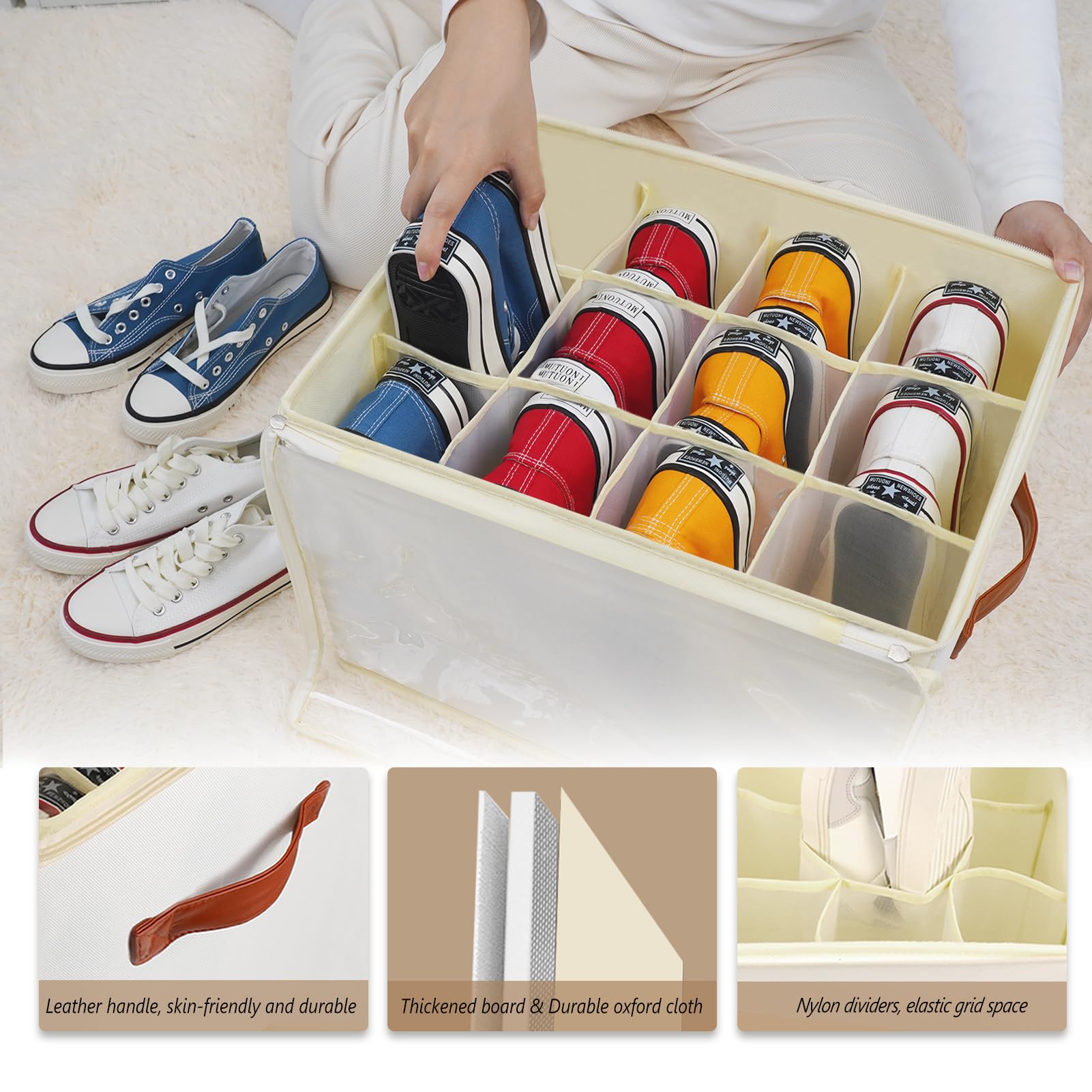 Patinao 3-Pack Shoe Storage Box Organiser | 36 Cell Stackable Closet Bin