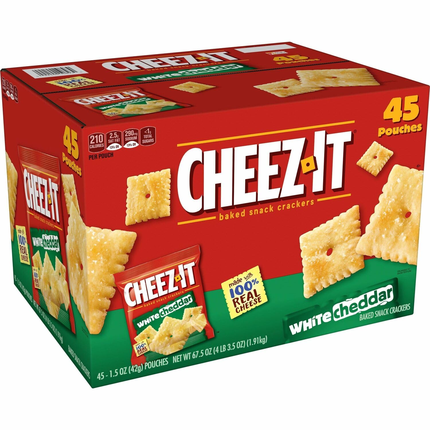 Cheez-It White Cheddar Baked Snack Crackers - 45 Single Serve Packs