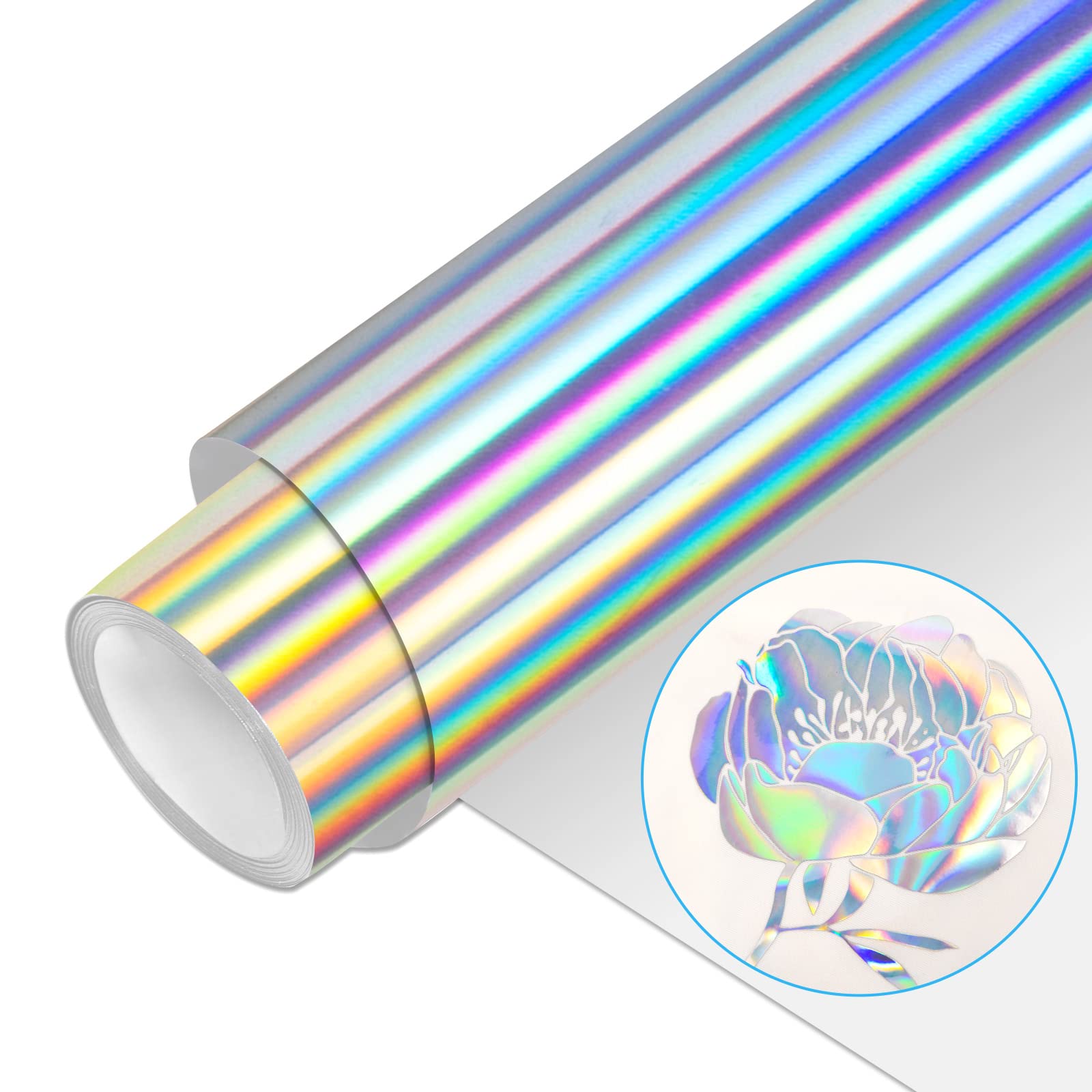 Vinyl Frog Metallic Holographic Silver HTV Roll - 12" x 5ft Iron on Vinyl