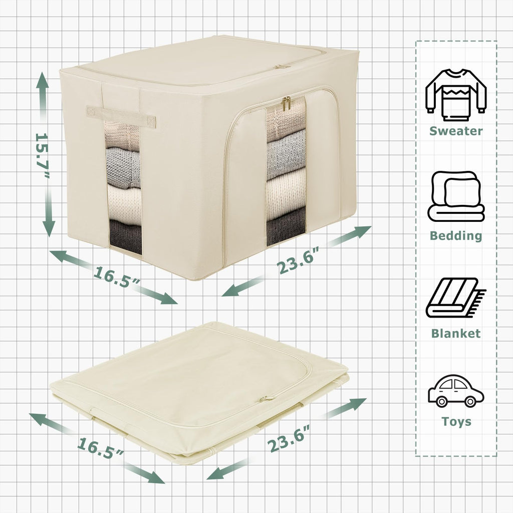 Jolof Store 2-Pack Stackable Closet Organizers – Foldable Oxford Storage Bins