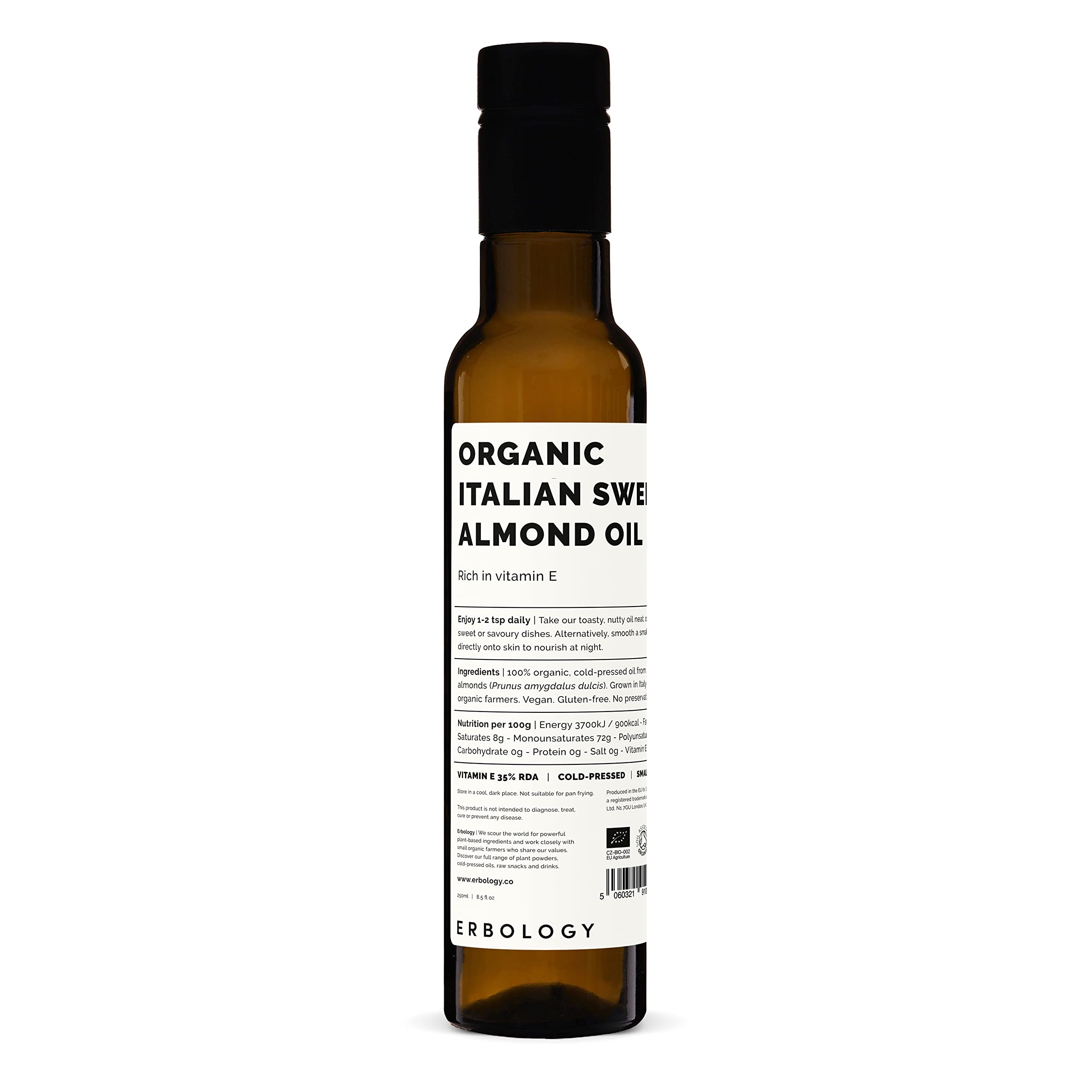 Erbology Organic Sweet Almond Oil – Cold-Pressed Italian Skincare 250ml