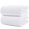 Polyte Microfibre Waffle Weave Bath Sheets - Quick Dry White, 2 Pack
