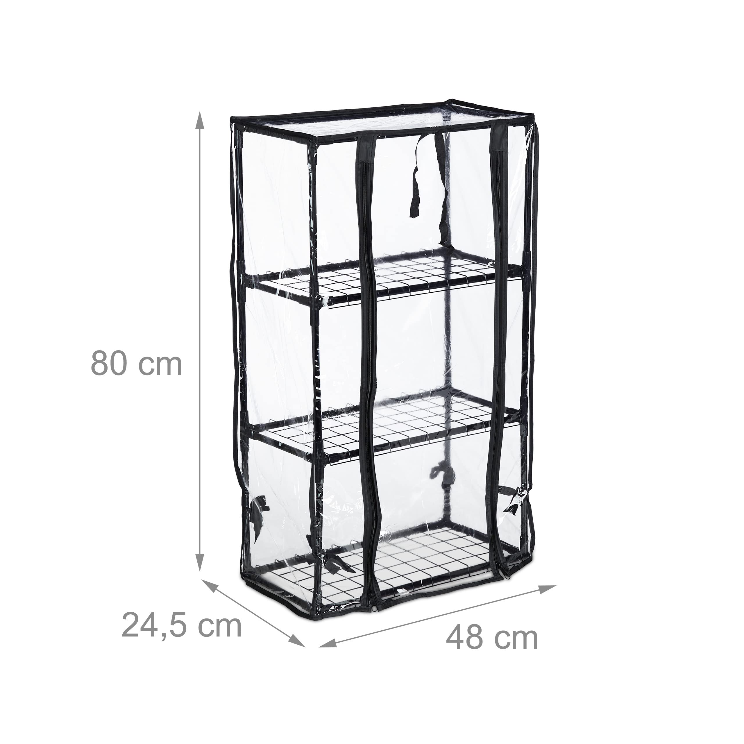 Relaxdays 3-Tier Balcony Greenhouse – PVC Film & Steel Propagator