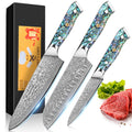 3-Piece Damascus Chef Knife Set | VG-10 Abalone Handle