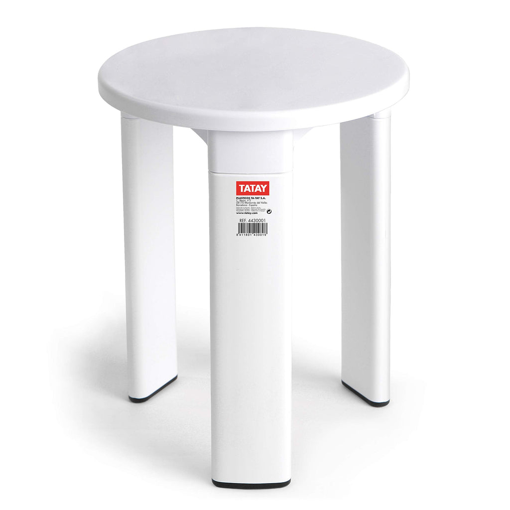 TATAY Round stool, with three legs, made of resistant plastic, easy to clean. White colour, glossy finish - image 2