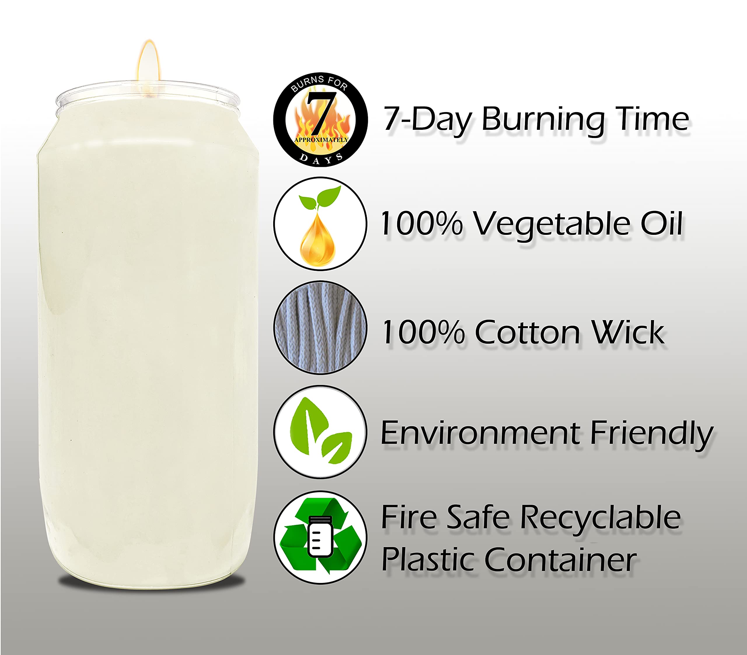 Hyoola 7-Day Memorial Candles | 20-Pack White Vegetable Oil Grave Candles