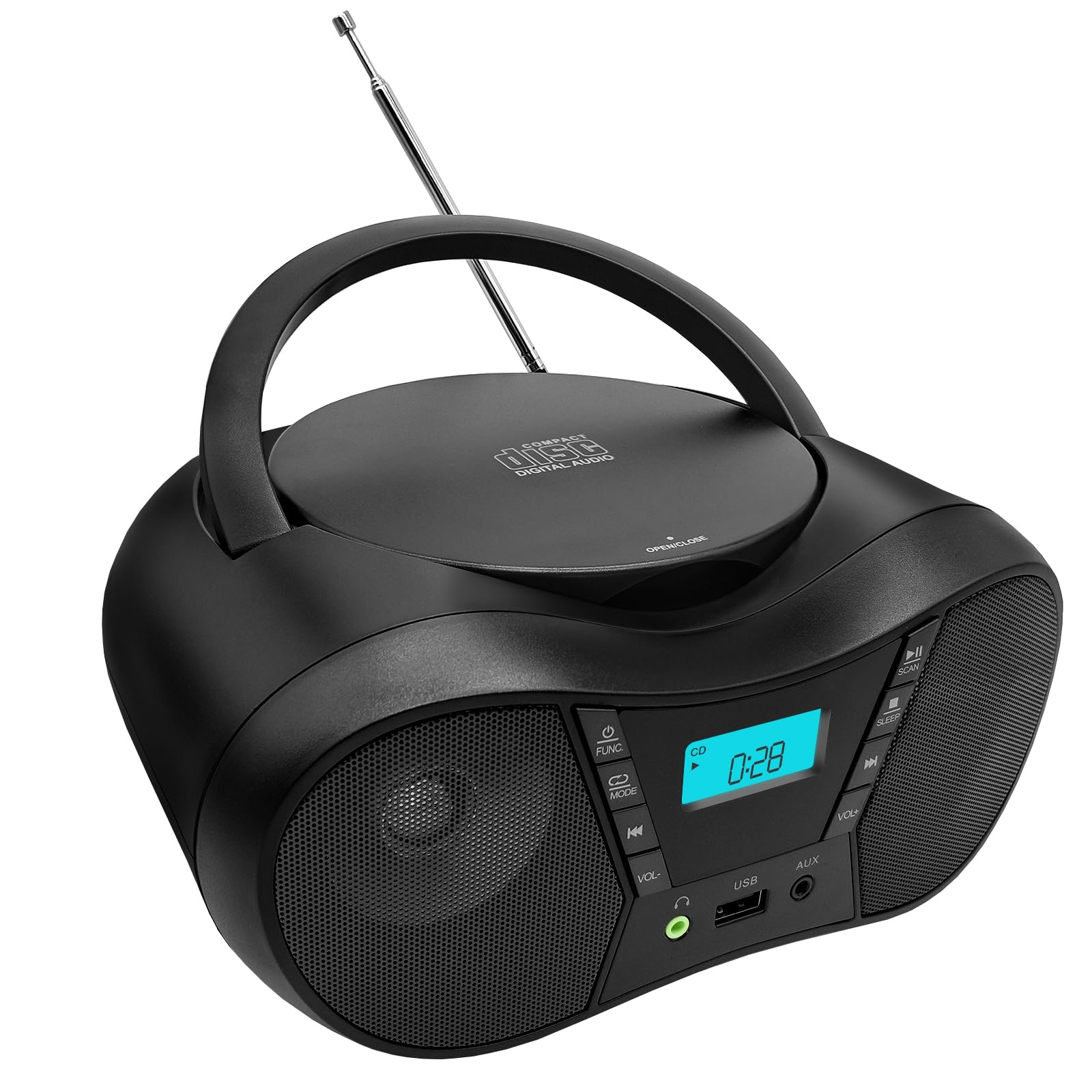 CTDZLED Portable CD Player Boombox | Bluetooth Speaker & FM Radio