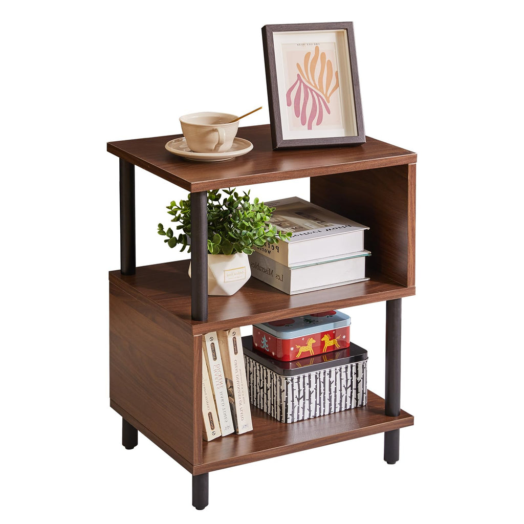 Aibiju 3-Tier Side End Table | Modern S-Shaped Wooden Bedside Table