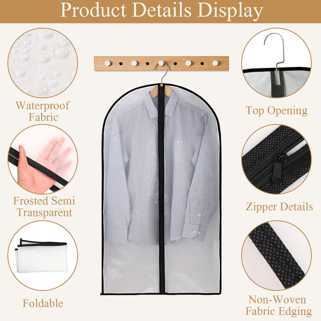 YiZhou 12 Pack Translucent PEVA Garment Bags, 60×100cm Suit Storage Covers - image 3