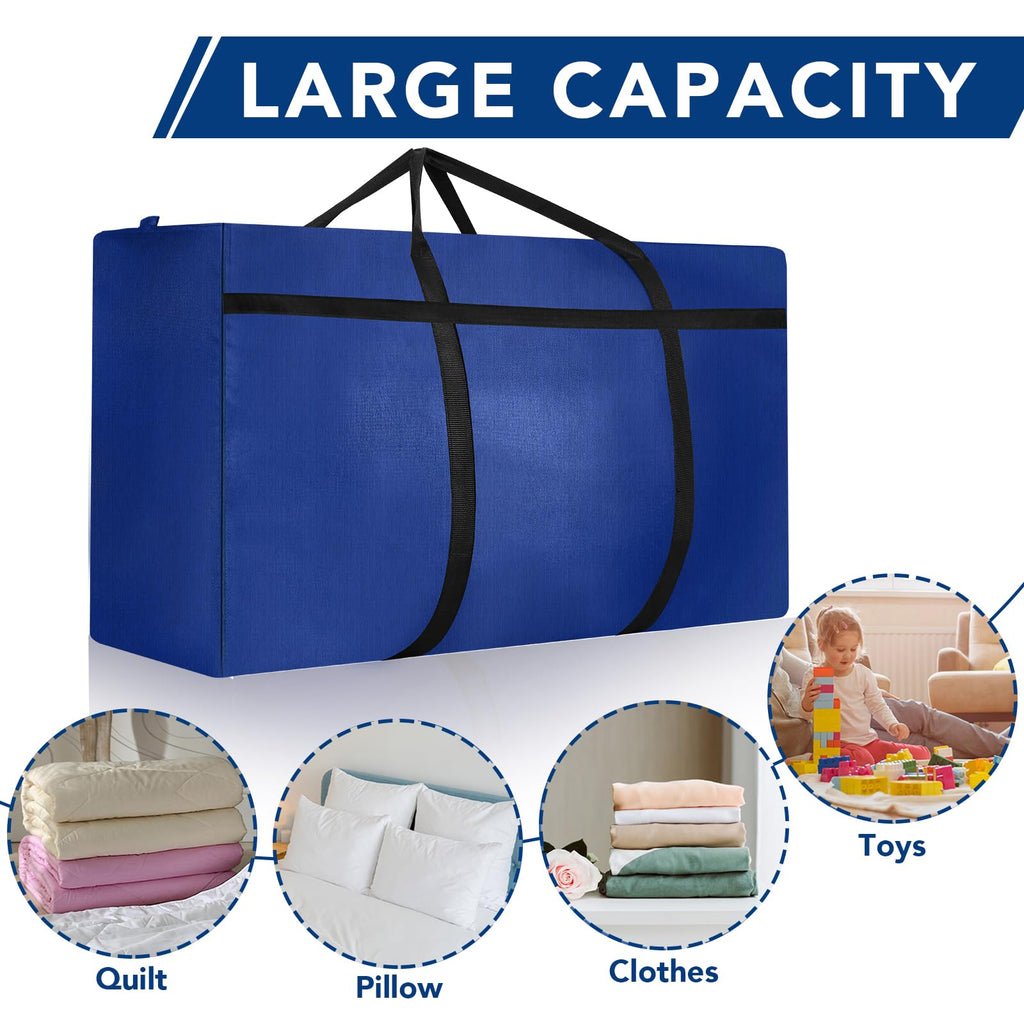 2 Pack 180L Jumbo Moving Bags, Storage Bags, Moving Box with Zip, Blue - image 4