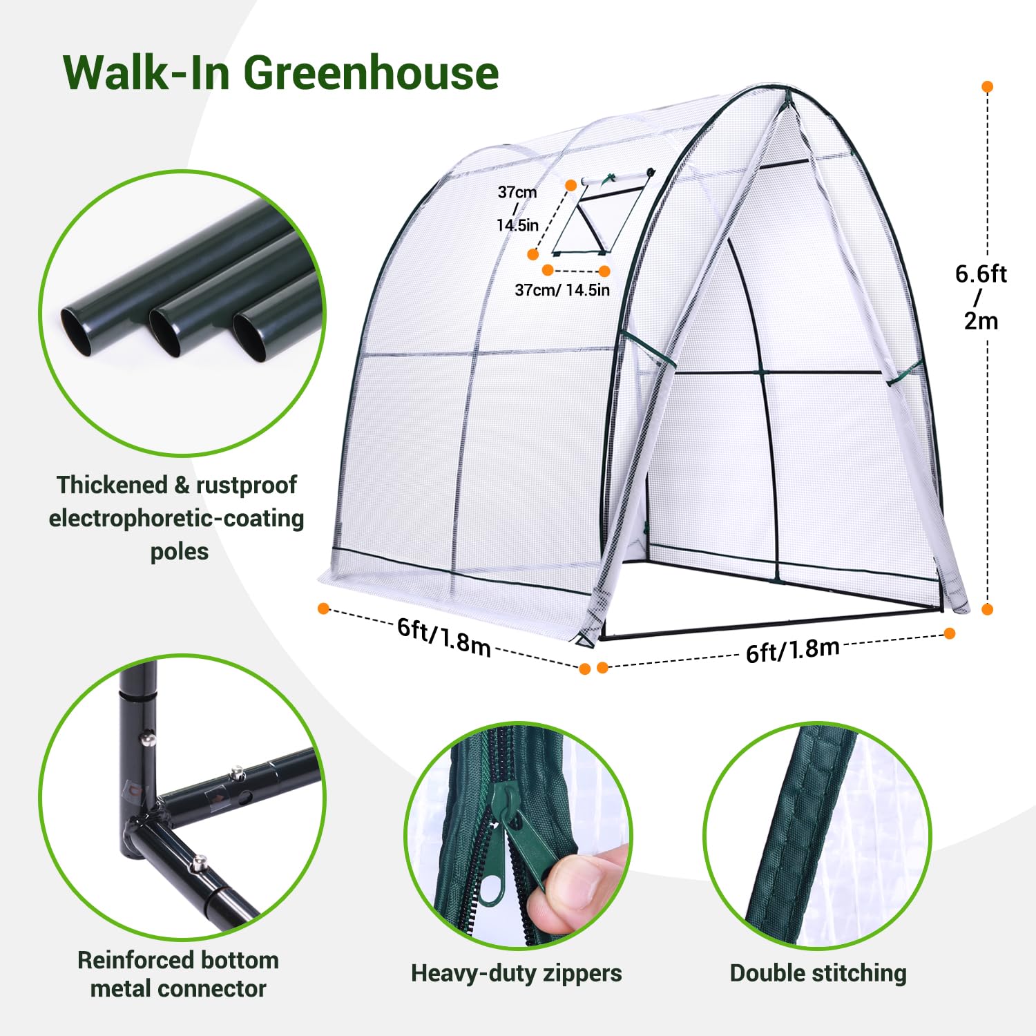Ohuhu Walk-in Tunnel Greenhouse | Heavy Duty Gothic Arch PE Cover, White