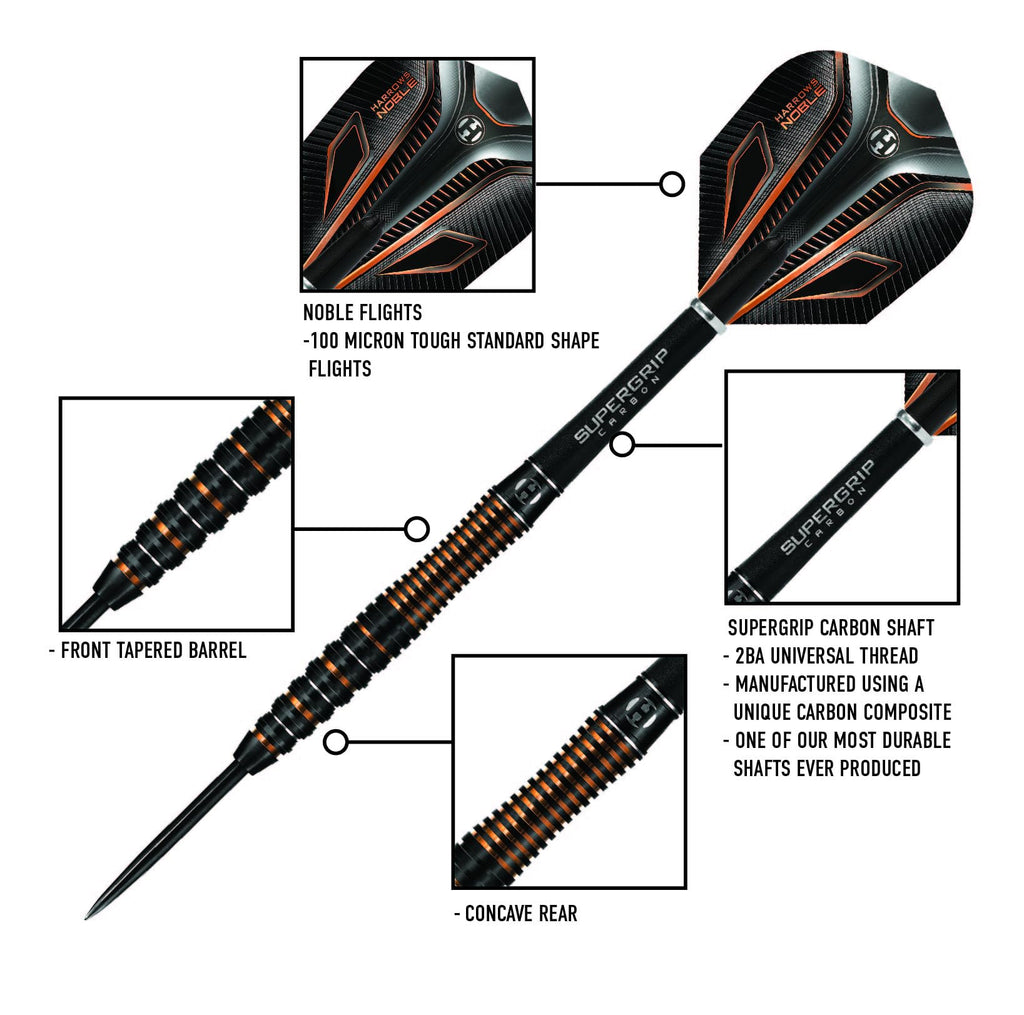 Harrows Noble 90% Tungsten Steel Tip Darts Set – 25g Professional Darts
