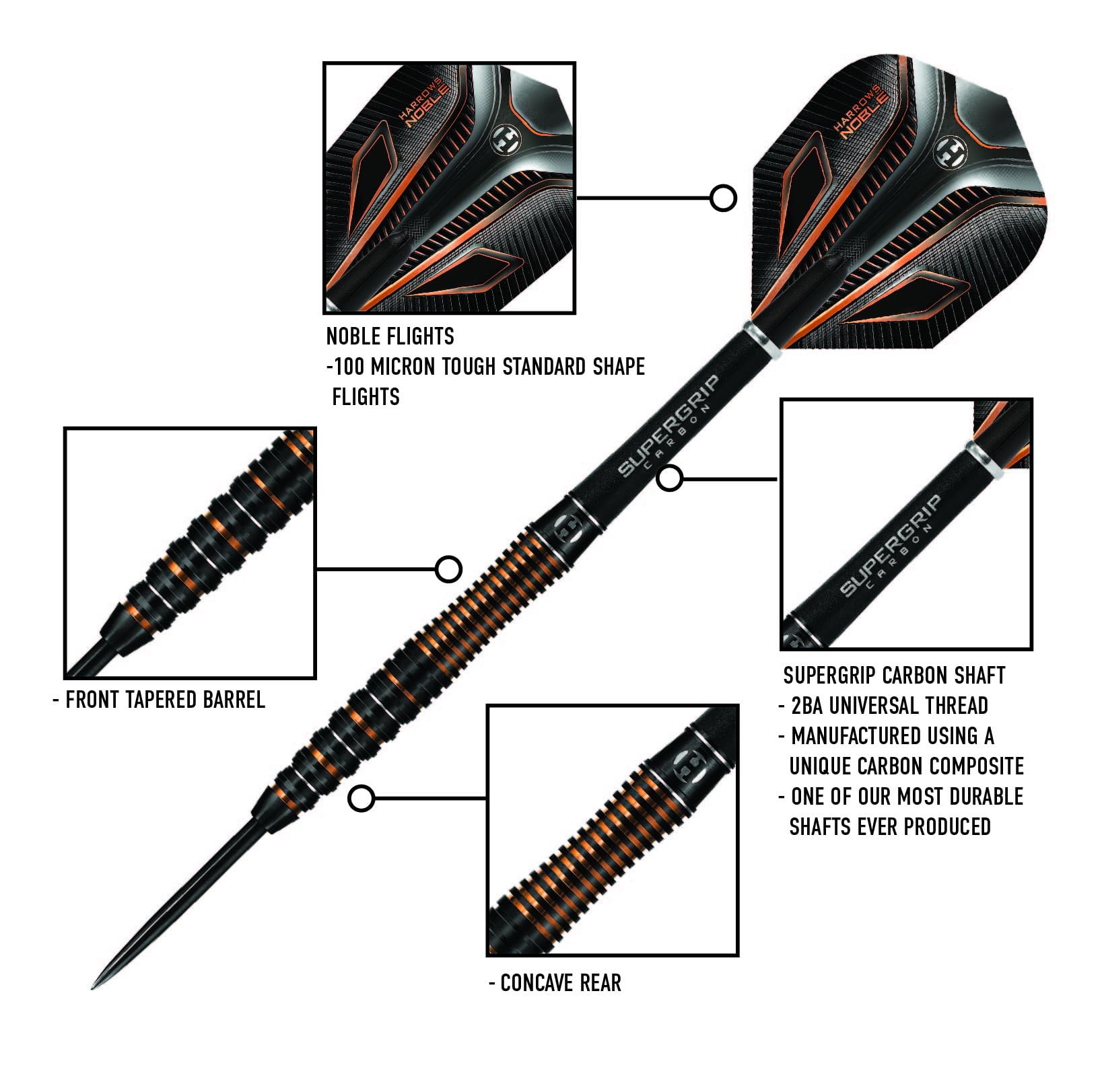 Harrows Noble 90% Tungsten Steel Tip Darts Set | 22g Precision Darts