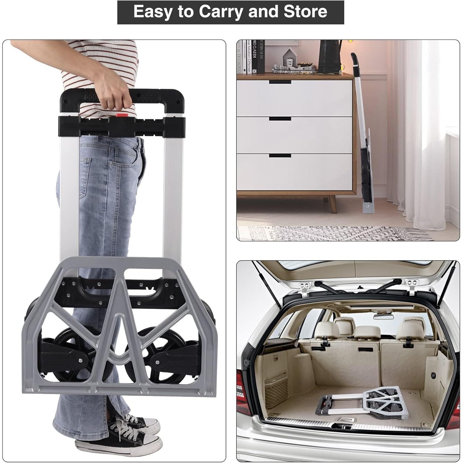 REDCAMP Heavy Duty Folding Hand Truck | 330lbs Capacity Aluminum Dolly