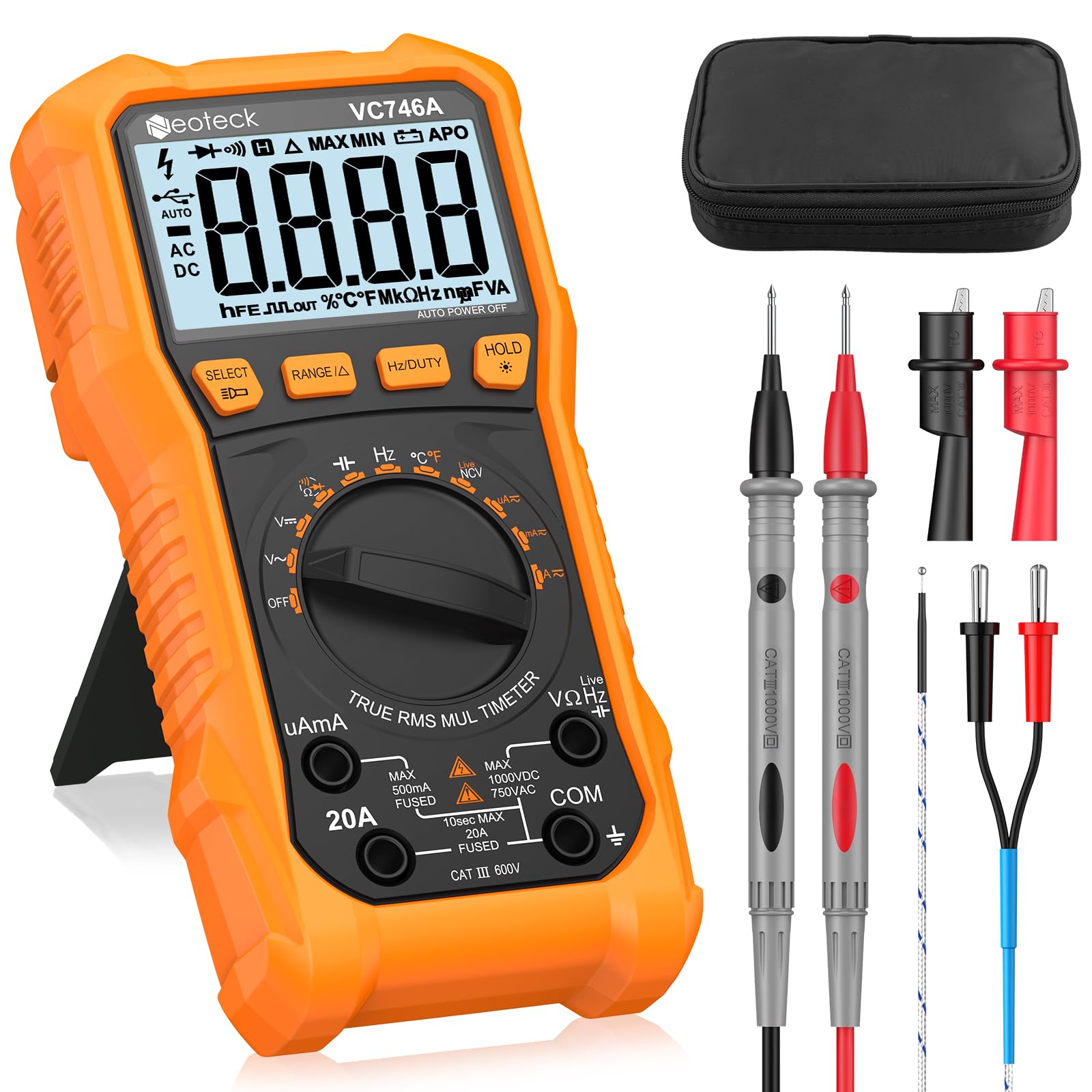 Neoteck Digital Multimeter – 6000 Counts TRMS Auto Range NCV Tester