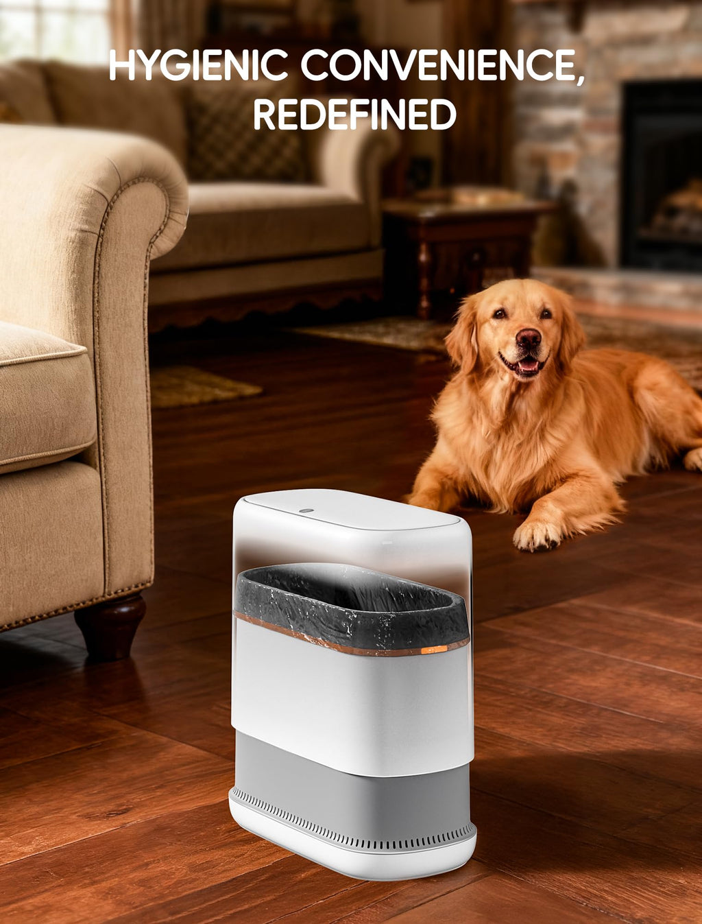 LEGUO Slim Touch Top Bathroom Bin with Lid, White, 11.7L - image 3