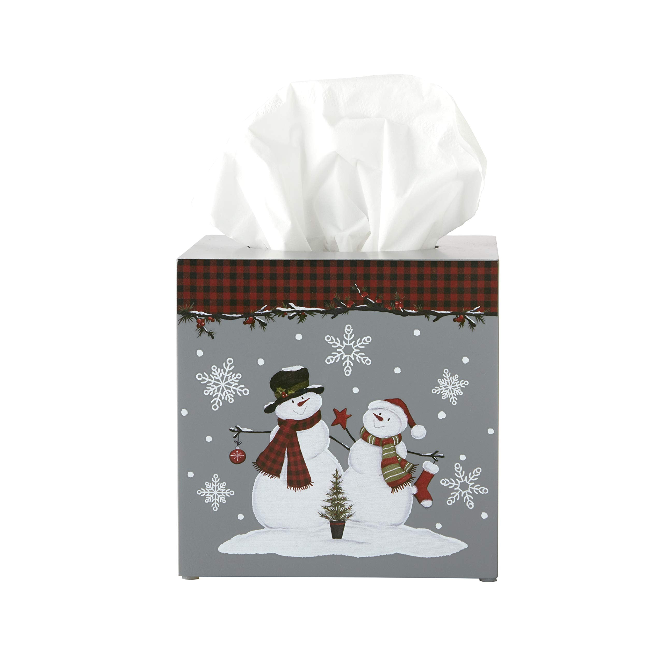 SKL Home Woodland Winter Snowman Tissue Box Cover – Grey MDF Wood