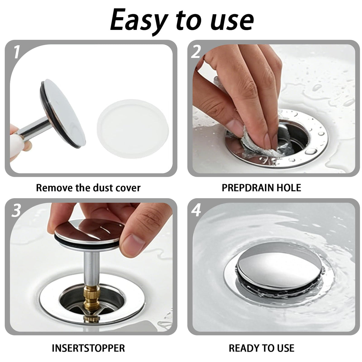 TQIOQIY 43mm Adjustable Bath Plug, Heavy Duty Brass Chrome Bathtub Drain Stopper, Height Adjustable Pop-Up Bathtub Plug 55mm - image 3