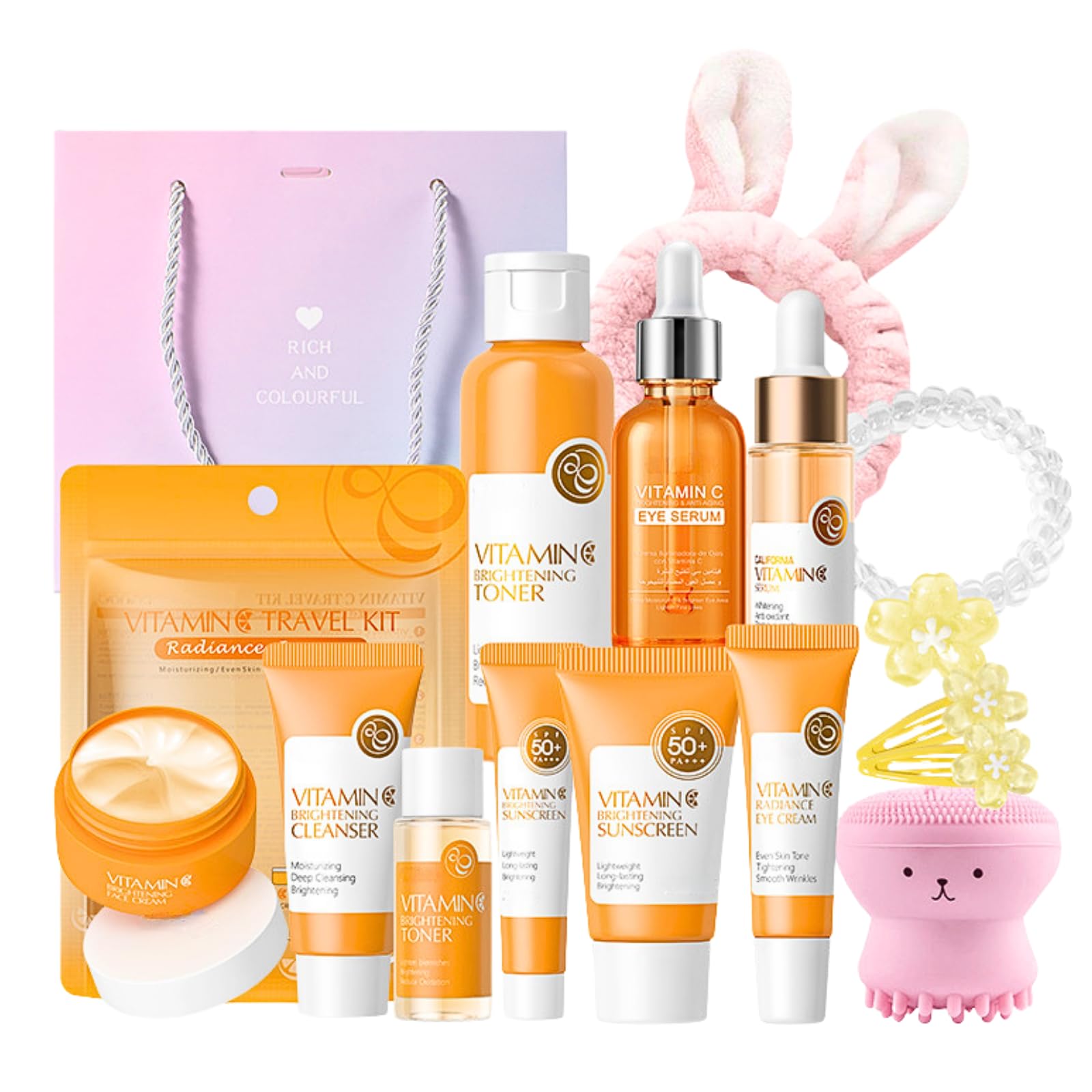 Vitamin C Skincare Set – 15pc Brightening Gift Kit for Teens