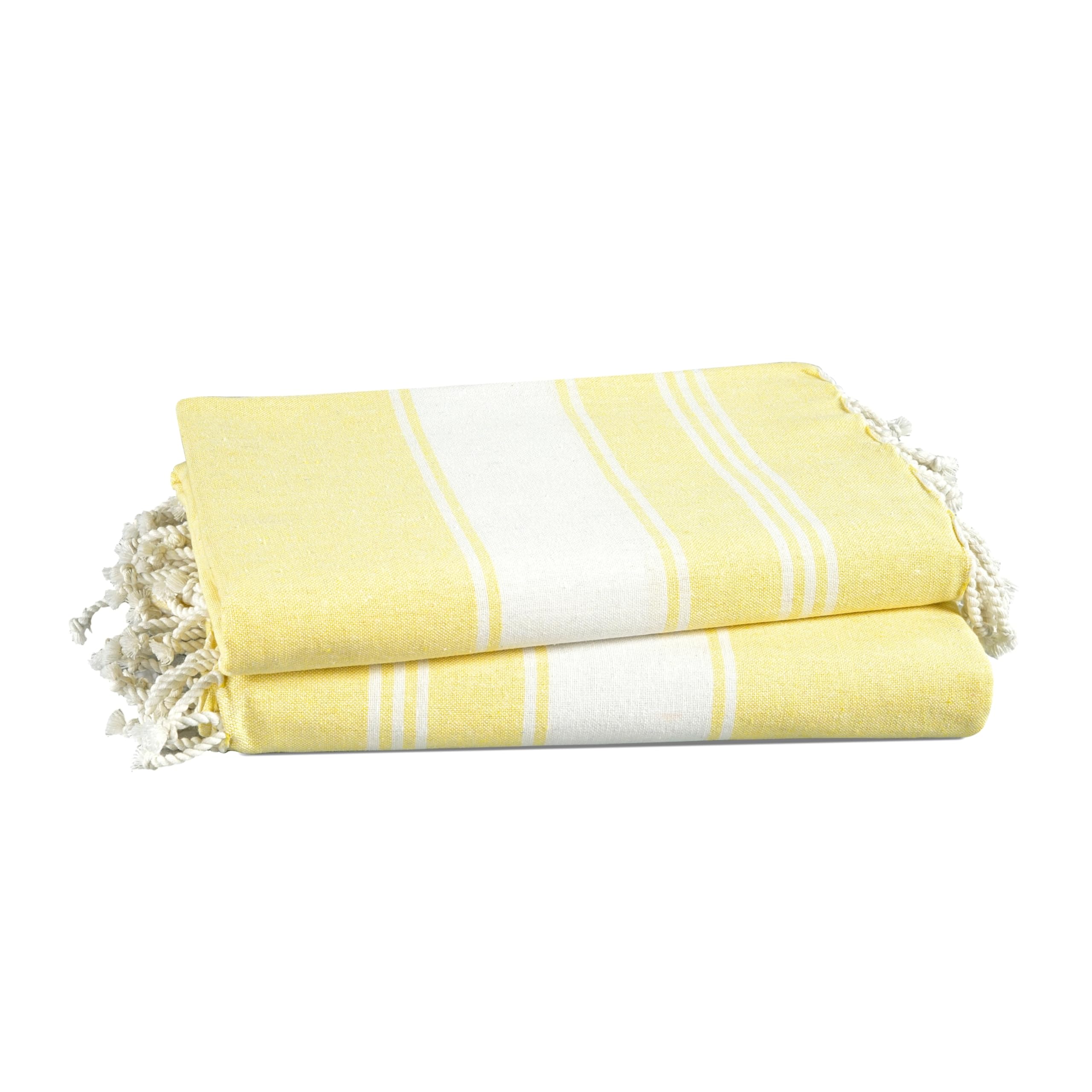 Lane Linen Turkish Beach Towels - 2 Pack Oversized Sand-Proof Yellow