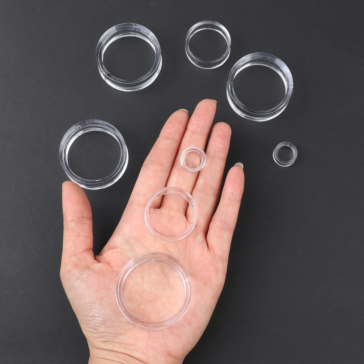 12 Pcs Crystal Sphere Stand Holder Clear Ball Acrylic Display Stand Rings Round Baseball Plastic Sphere Holder for Baseball Tennis Ball Golf - image 3