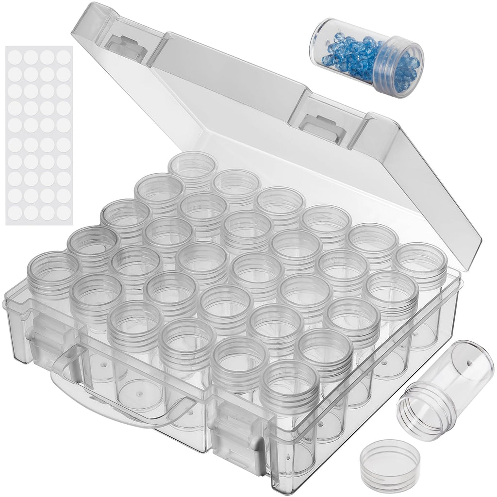 JIZIYRUO 30 Grids Diamond Painting Storage Boxes, Clear Plastic Bead Storage Organizer Box - image 1