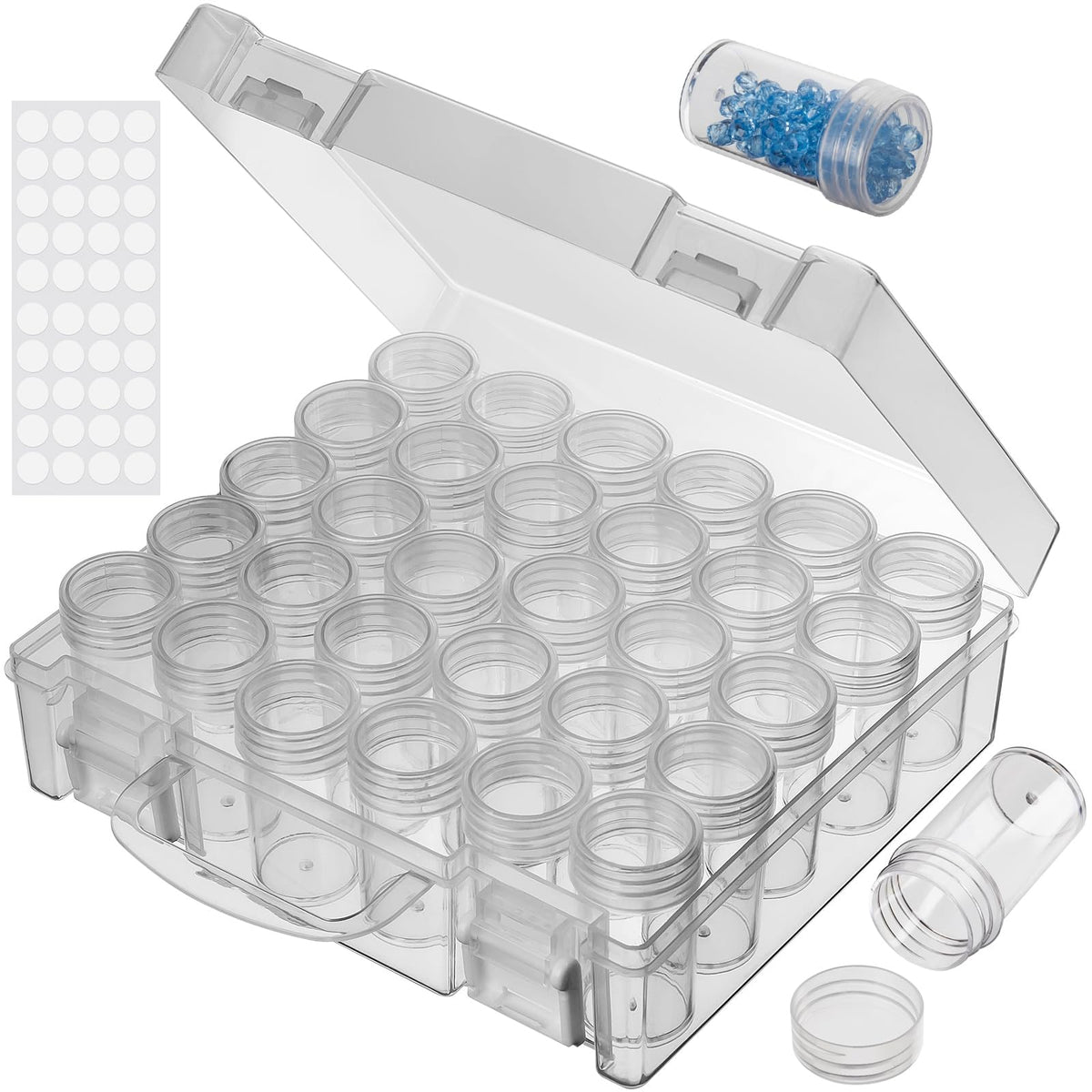JIZIYRUO 30 Grids Diamond Painting Storage Boxes, Clear Plastic Bead Storage Organizer Box - image 1